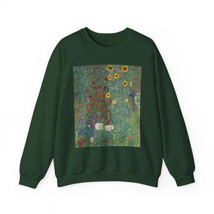 Farm Garden with Sunflowers by Gustav Klimt Heavy Blend™ Crewneck Sweatshirt