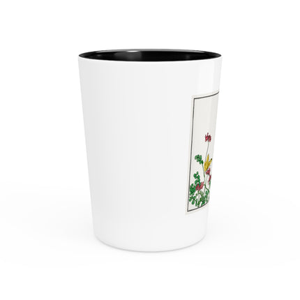 Butterflies and flower illustration by Morimoto Toko Ceramic Shot Glass