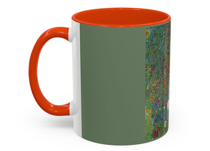 Farm Garden with Sunflowers by Gustav Klimt Colorful Mugs (11oz, 15oz)