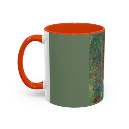 Farm Garden with Sunflowers by Gustav Klimt Colorful Mugs (11oz, 15oz)