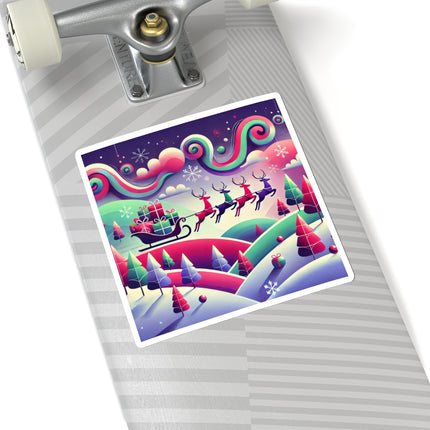 Festive Reindeer Flight Kiss-Cut Stickers (4 Sizes)