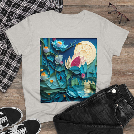 Ethereal Moonlit Lake Women's Midweight Cotton Tee