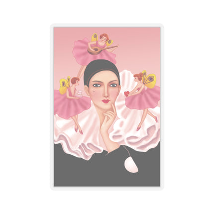 Pierrot & Fairies Dressed in Pink by Sofia Chiostri Kiss-Cut Stickers (4 Sizes)