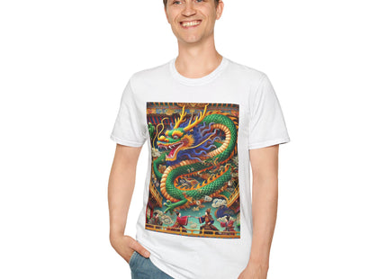 Tibetan Dragon Over Kabuki Duel Unisex Softstyle T-Shirt