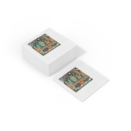Night of the Trick-or-Treating Owlets White Coined Napkins