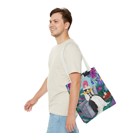 🌹🧶 The Lady Of The Golden Yarn Tote Bag – Art Deco Floral Elegance