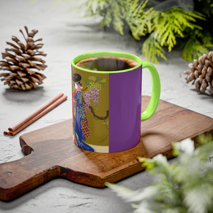 Wisteria Elegance Colorful Mug (11oz, 15oz) – Floral Beauty, Kimono Art & Timeless Grace
