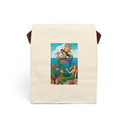 Three Mermaids with Strings of Pearls by Carlo Chiostri Canvas Lunch Bag With Strap