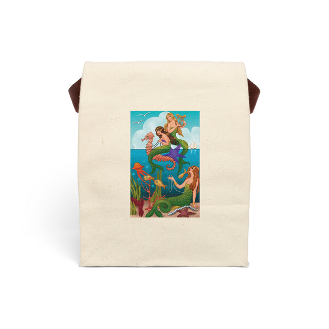 Three Mermaids with Strings of Pearls by Carlo Chiostri Canvas Lunch Bag With Strap