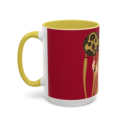 Butterfly Empress of the Crimson Pavilion Colorful Mug (11oz, 15oz) – Art Deco Beauty, Butterfly Elegance & Ornamental Style
