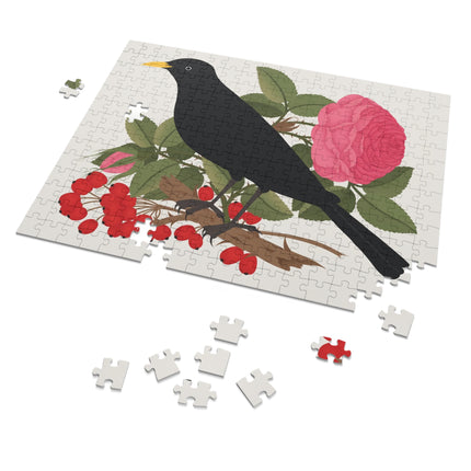 Blackbird & Rose Jigsaw Puzzle with Tin