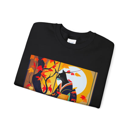 Black Cat in Kimono Unisex Heavy Blend™ Crewneck Sweatshirt