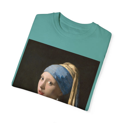 Girl with a Pearl Earring by Johannes Vermeer Unisex Garment-Dyed T-shirt