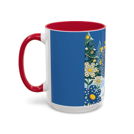 💙🌼 The Bluebell Christmas Promenade Colorful Mug – Art Deco Holiday Fantasy