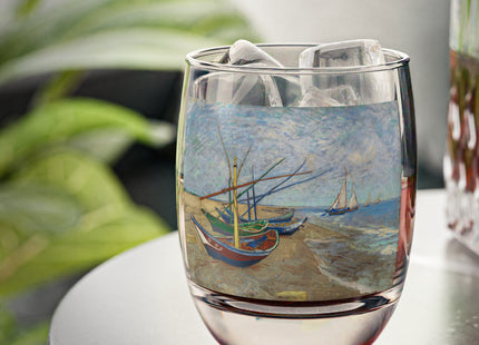 Fishing Boats on the Beach at Saintes-Maries by Vincent Van Gogh Whiskey Glass