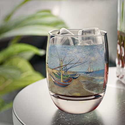 Fishing Boats on the Beach at Saintes-Maries by Vincent Van Gogh Whiskey Glass