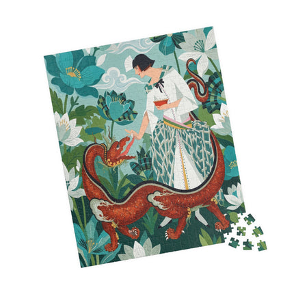 🐉🌿 The Dragon Keeper Puzzle – Art Deco Floral Fantasy