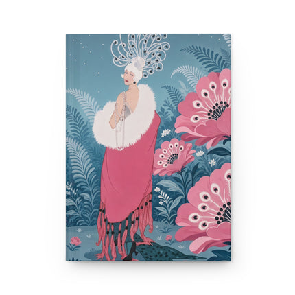 🦚🌸 The Lady Of The Peacock Blossom Garden Hardcover Journal – Art Deco Floral Glamour
