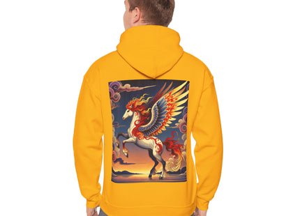 Flame-Winged Horse at Sunset – Heavy Blend™ Hooded Sweatshirt