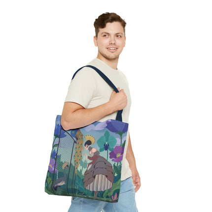 🦚🌸 The Lady Of The Peacock Garden Tote Bag – Art Deco Floral Fantasy