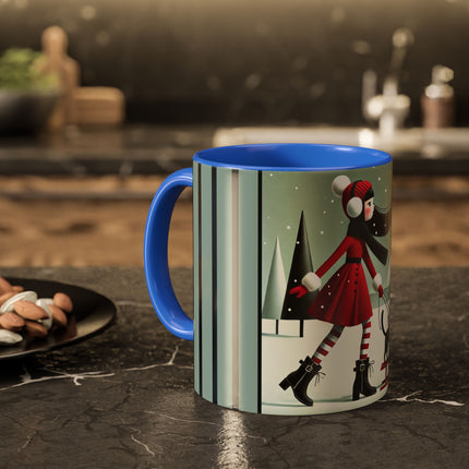 Red Sled & Curious Cats Colorful Mugs (11oz, 15oz)