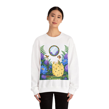 🦜🪷 The Parrot Garden Reflection Crewneck Sweatshirt – Art Deco Fashion Whimsy