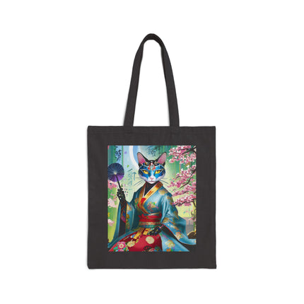 Cyberpunk Geisha Cotton Canvas Tote Bag