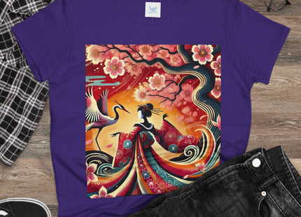 Fairy and Stork Beneath the Cherry Blossoms Cotton Tee