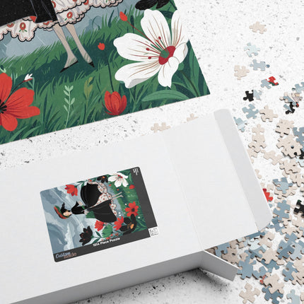 🌧️🌺 The Stormy Flower Walk Puzzle – Art Deco Floral Fashion