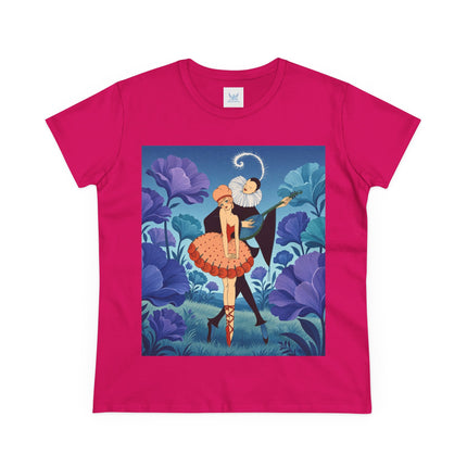 🎭🌺 The Garden Duet Cotton Tee – Art Deco Musical Whimsy