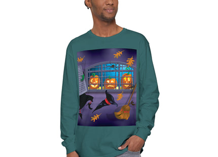 Whimsical Halloween Mischief Unisex Garment-dyed Long Sleeve T-Shirt