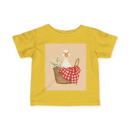 🦆🌼 The Little Daisy Basket Duckling Infant Fine Jersey Tee – Whimsical Woodland Charm