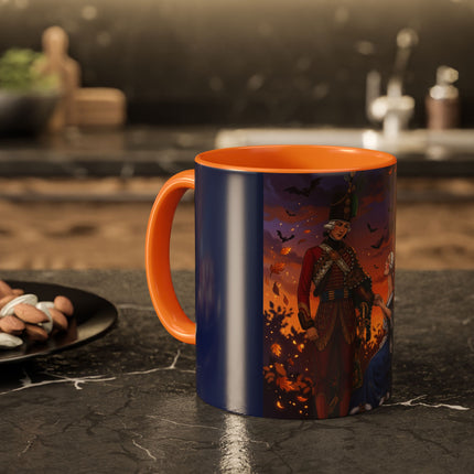 🎃💙 The Pumpkin Lantern Courtship Colorful Mug – Romantic Halloween Elegance