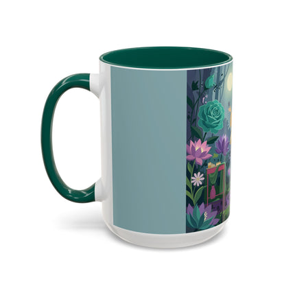 The Lady Of The Moonlit Garden Colorful Mugs – Art Deco Botanical Serenity