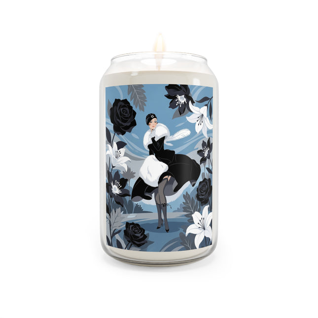 🖤🤍 The Midnight Lily Scented Soy Candle – Art Deco Monochrome Elegance