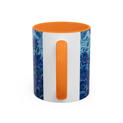 💙🌸 The Sapphire Wind Dancer Colorful Mug – Art Deco Floral Fantasy