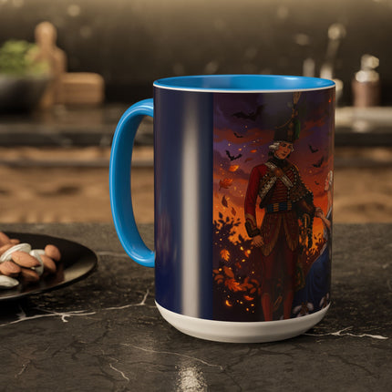 🎃💙 The Pumpkin Lantern Courtship Colorful Mug – Romantic Halloween Elegance