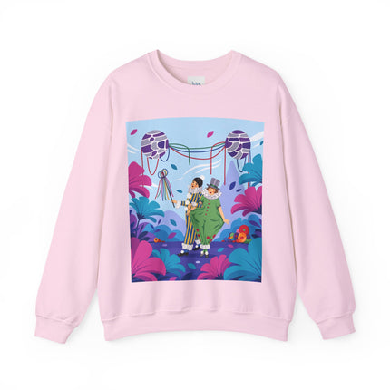 🎭🌸 The Garden Masquerade Crewneck Sweatshirt – Art Deco Floral Whimsy
