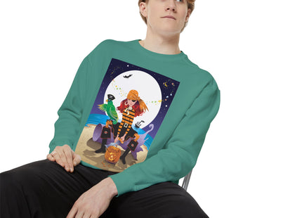 Moonlit Pirate Halloween Unisex Garment-Dyed Sweatshirt