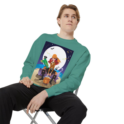 Moonlit Pirate Halloween Unisex Garment-Dyed Sweatshirt