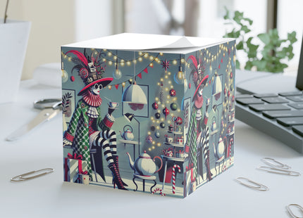 Whimsical Christmas Tea Party Note Cube