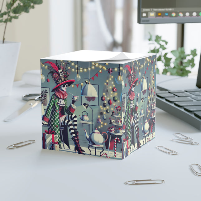 Whimsical Christmas Tea Party Note Cube
