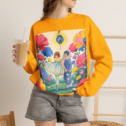 🌸🏮 The Lantern Garden Stroll Crewneck Sweatshirt – Art Deco Floral Whimsy