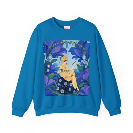 🪞🌺 The Enchanted Garden Mirror Crewneck Sweatshirt – Art Deco Fashion Whimsy