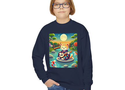 Melodic Kitten by the Koi Pond Youth Crewneck Sweatshirt