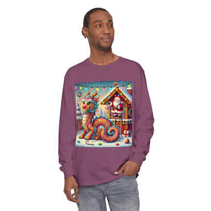 Playful Dragon's Christmas Unisex Garment-dyed Long Sleeve T-Shirt