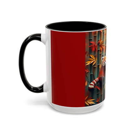 Red Panda at an Autumn Bamboo Grove Colorful Mugs (11oz, 15oz)