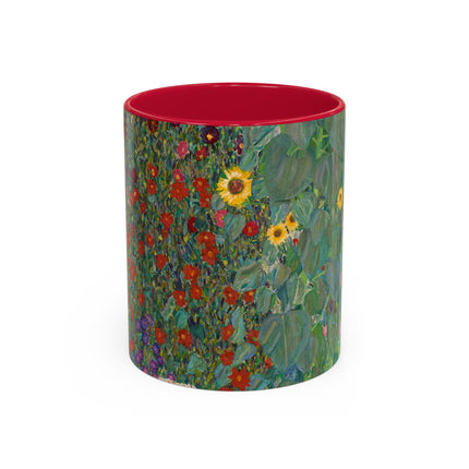 Farm Garden with Sunflowers by Gustav Klimt Colorful Mugs (11oz, 15oz)