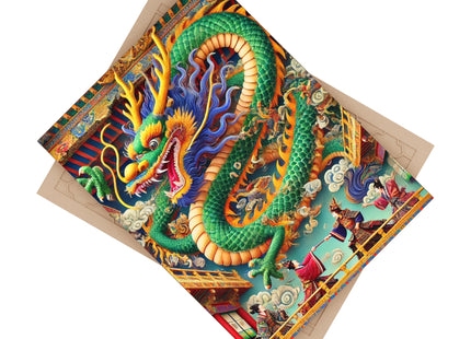 Tibetan Dragon Over Kabuki Duel Ceramic Tile