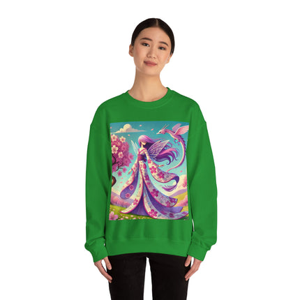 Petals in the Wind: The Kimono Fairy and the Sky Dragon Heavy Blend™ Crewneck Sweatshirt